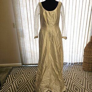 Peter Langer Beige Satin Wedding Dress 10/12